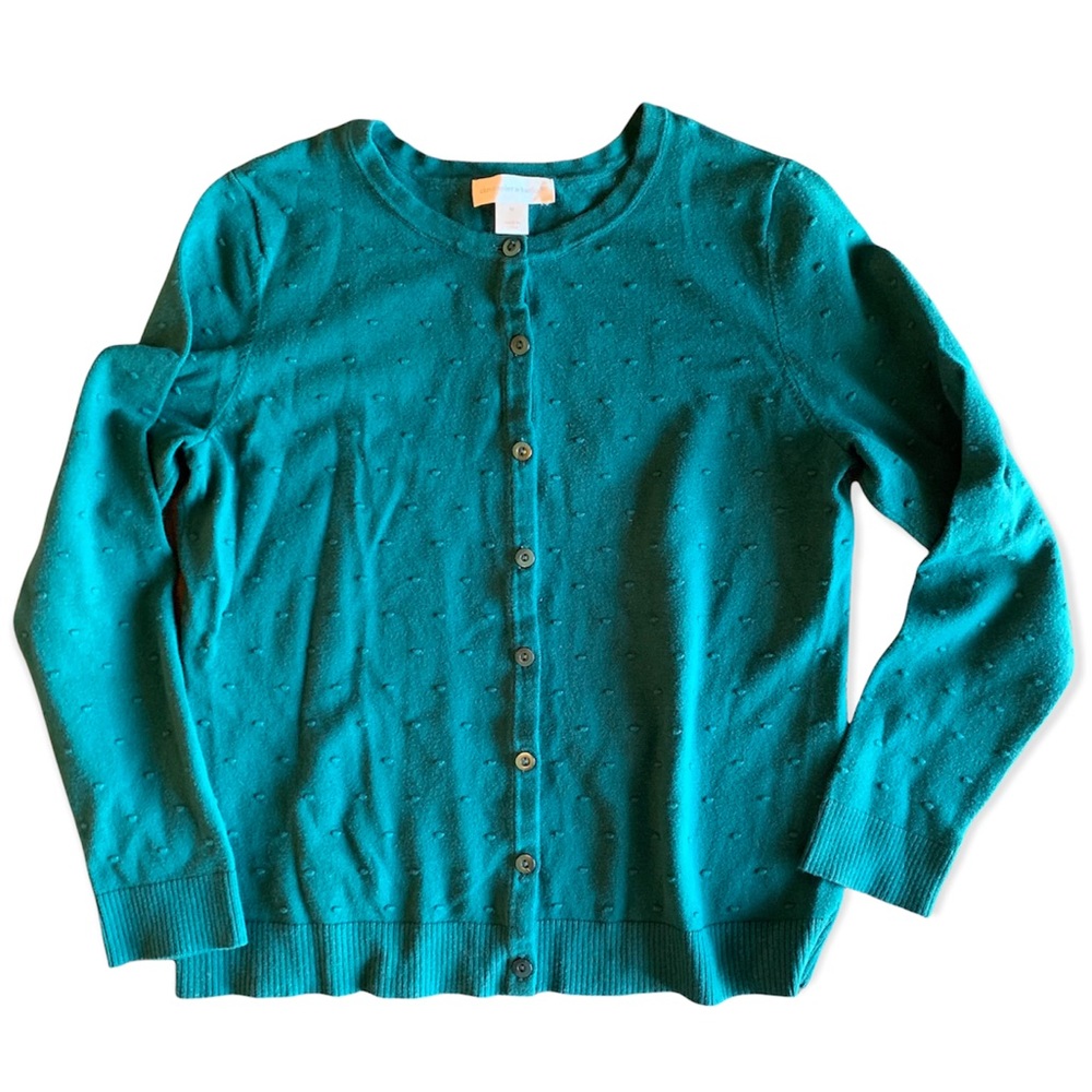 Christopher & Banks Emerald Green Popcorn Button Down Cardigan Sweater